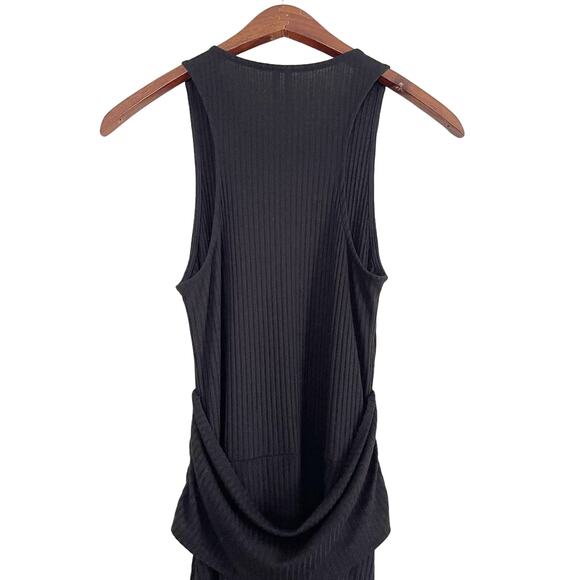ANTHROPOLOGIE Kingsolver Asymmetrical Ribbed Dress Black Small S - Picture 8 of 11